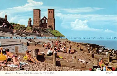 R518980 Reculver Towers from the Beach Herne Bay ET4278 Charles Skiltons Postcar