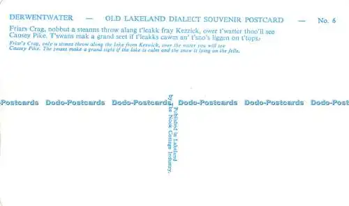 R519038 Lakeland Derwentwater Old Lakeland Dialekt Souvenir Postkarte Brüder Felsen