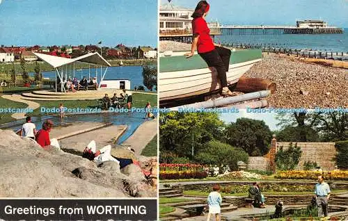 R521069 Grüße von Worthing The Beach Denton Gardens D Constance John T Pull