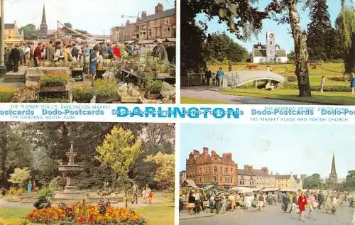 R519227 Darlington The Gardens South Park The Bamboo Bridge The Market Place und