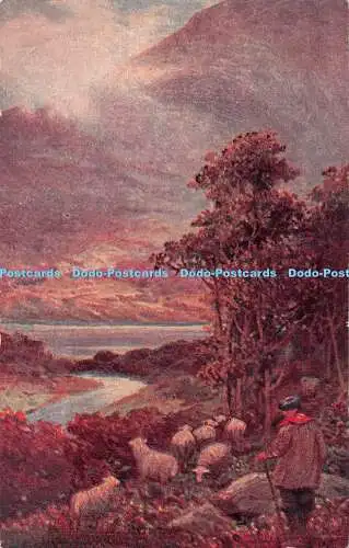 R517423 Mann im Wald um Berge und Fluss La Carte Olio Procede Breve