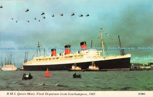 R517597 R M S Queen Mary Final Departure from Southampton Harvey Barton Conjunct