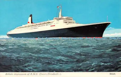 R517598 Künstlerische Darstellung von R M S Queen Elizabeth 2 Harvey Barton Conjunction