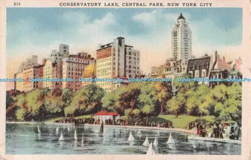 R518005 New York City Conservatory Lake Central Park Litho in USA