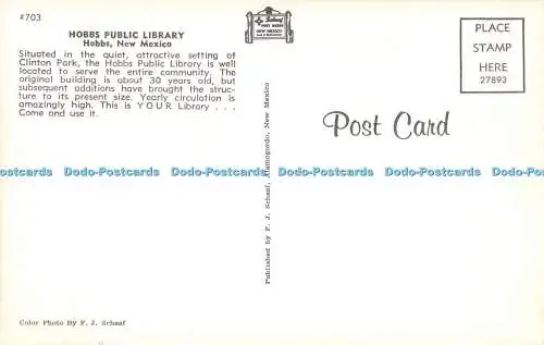 R526048 Hobbs Public Library Hobbs New Mexico F J Schaaf