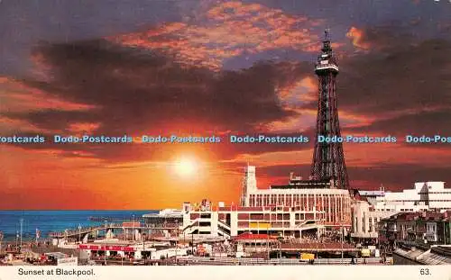 R518270 Sunset at Blackpool Bamforth Color Glosso View Serie