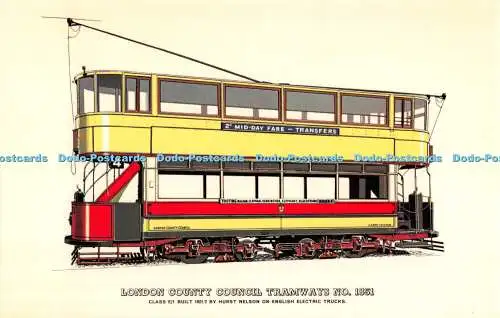 R522328 London County Council Straßenbahnen Nr. 1851 Klasse E 1 gebaut von Hurst Nelson o