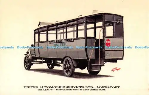 R520367 United Automobile Services Lowestoft 1919 A E C Y Type Chassis G S Coope