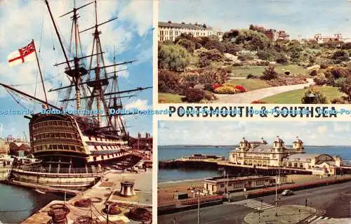 R520521 Portsmouth and Southsea H M S Victory South Parade Pier Multi View 1964