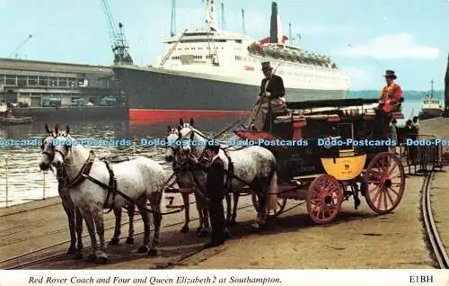 R522571 Red Rover Coach and Four and Queen Elizabeth 2 at Southampton Harvey Bar