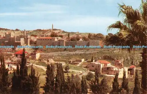 R520681 Jerusalem Blick auf den Ölberg mit antiker Mauer und Zitadelle Palpho