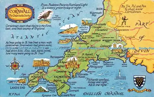 R520807 Cornwall The Delectable Duchy Map J Salmon Cameracolour M F Peck