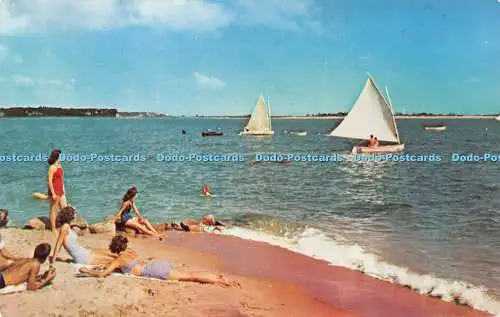 R524548 Houghton Lake Bootfahren und Baden in Michigan Hiawatha Karte Plastichrome