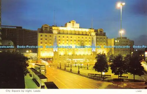 R524799 Leeds City Square by Night E T W Dennis Photocolour