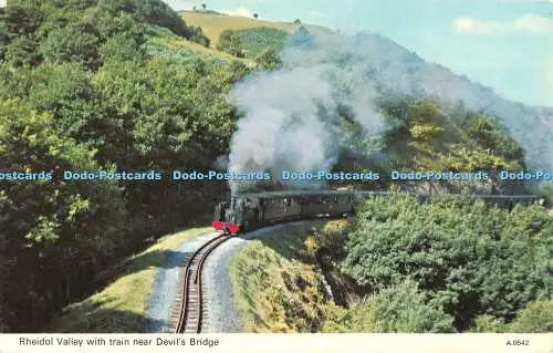 R525190 Rheidol Valley with train near Devil Bridge E T W Dennis Photocolour 197