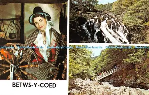 R525214 Bettws y Coed Swallow Falls Welsh National Costume Miner Bridge Multi Vi