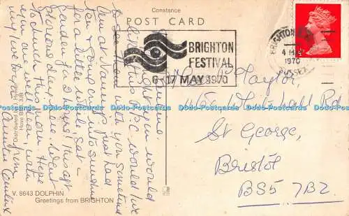 R527655 V 8643 Delphin Greetings from Brighton Vita Nova J Hyman 1970