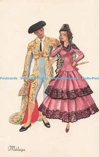 R716676 Malaga Bullfighter and a Spanish Girl Wearing a Lace Mantilla Serie F Nu