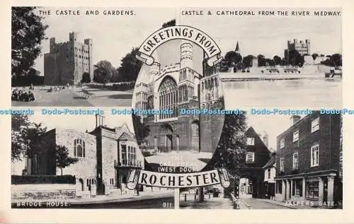 R718469 Grüße aus Rochester The Castle and Gardens C Richter London Multi V