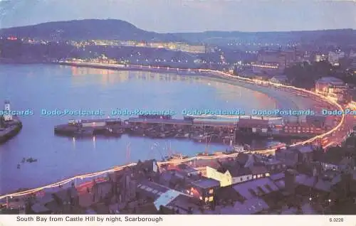 R718550 Scarborough South Bay von Castle Hill bei Nacht E T W Dennis Scarborough