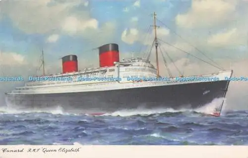 R717436 Cunard R M S Queen Elizabeth Postkarte