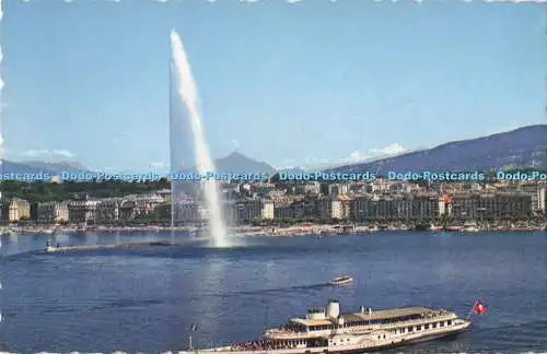 R718669 Geneve Le Jet d eau et le Mont Blanc Jaeger Iris Mexichrome