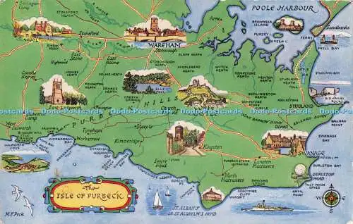R718796 The Isle of Purbeck Map J Salmon Sevenoaks England 1966