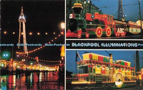 R718851 Blackpool Illuminations River Boat Bamforth Holmfirth Yorkshire Farbe Gl