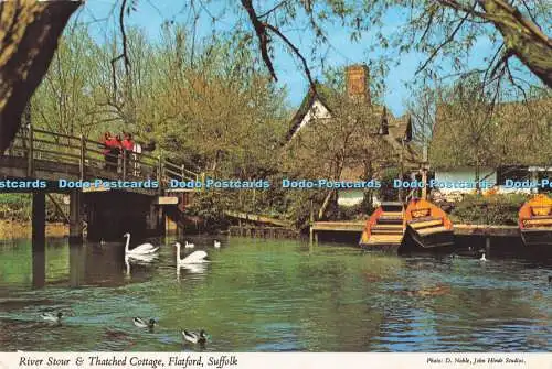 R718906 Flatford Suffolk River Stour and Thatched Cottage John Hinde London F W