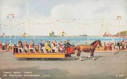 R717867 I O M Toastständer Straßenbahn auf Douglas Promenade Valentine Art Farbe Brian Ge