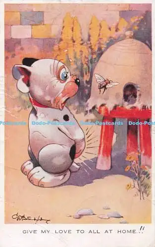 R719207 George Studdy Bonzo Give My Love To All at Home No 1261 Valentine