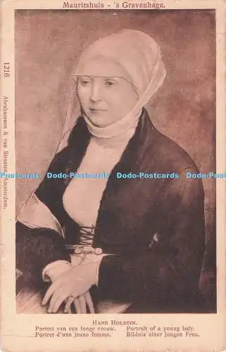 R719889 Mauritshuis Grabbildnis einer jungen Dame Hans Holbein Abrahamso