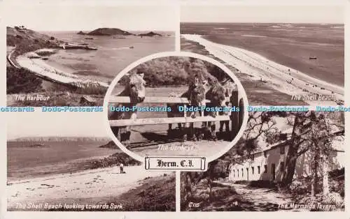 R720038 Herms The Mermaids Tavern The Shell Beach mit Blick auf Sark The Donke