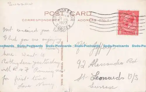 R720375 Brighton Sunken Gardens and Kings Road PM Sussex RP 1927