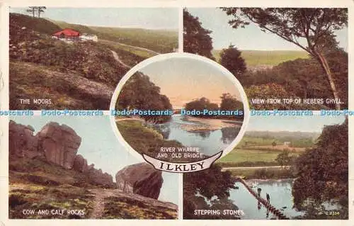 R720576 Ilkley Cow and Calf Rocks Stepping Stones The Moors View from Top of Heb