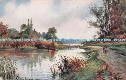 R720585 Sonning Lock Raphael Tuck and Sons Aquarette Up the River Series III Pos