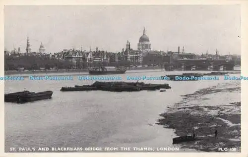 R720671 London St Paul and Blackfriars Bridge from the Thames Jarrold and Sons L