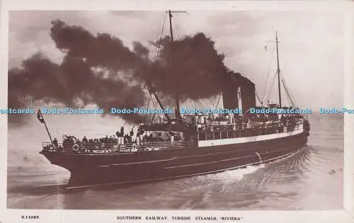 R723634 Southern Railway Turbine Steamer Riviera W H S Kingsway Echtfoto Serie