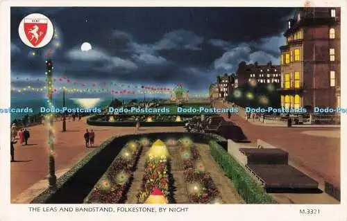 R723665 Folkestone The Leas and Bandstand By Night Elgate Postkarten