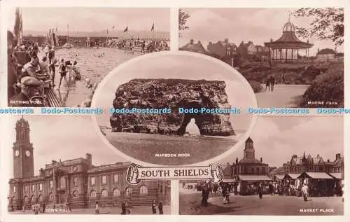 R721651 South Shields Marktplatz Rathaus Schwimmbad Marine Park M und L Na