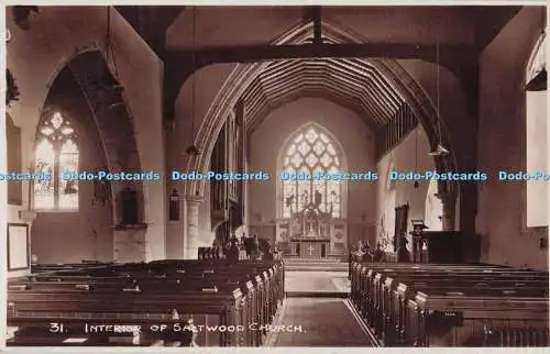 R721981 Interieur of Saltwood Church Romney Series RP Kent 1934