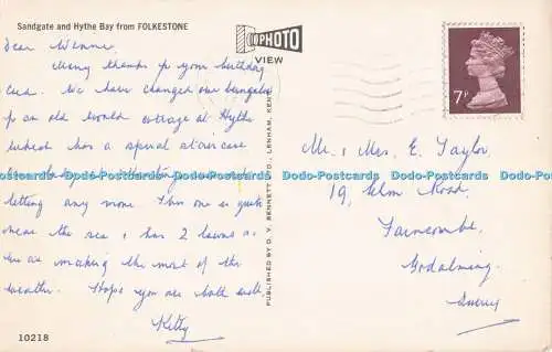 R725878 Sandgate und Hythe Bay von Folkestone D V Bennett Lenham Kent