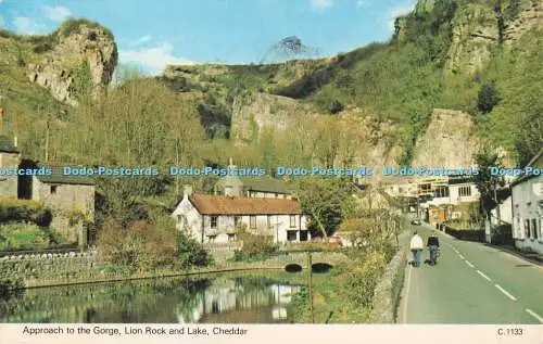 R726913 Cheddar Approach to the Gorge Lion Rock and Lake E T W Dennis Scarboroug