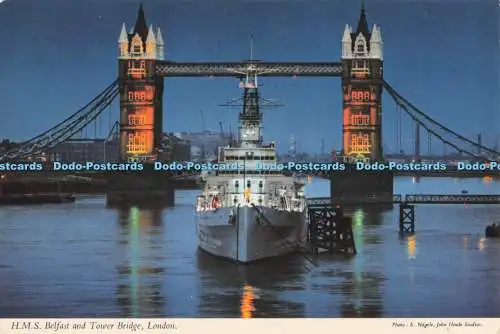 R725967 London H M S Belfast und Tower Bridge John Hinde E Nagele