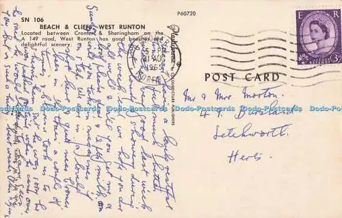 R726993 West Runton Beach and Cliffs L W Sears Norwich Plastichrome von Colourpic