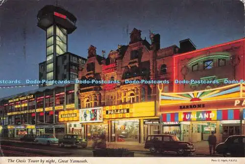 R727026 Great Yarmouth The Oasis Tower by Night John Hinde D W Fletcher E Nagele