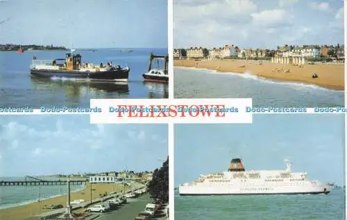 R727425 Felixstowe West Beach Pier and Bay F W Pawsey Eine künstlerische Karte Multi View