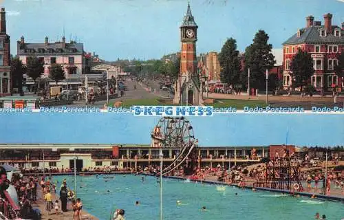 R726651 Skegness The Clock Tower The Bathing Pool D H Greaves Scarborough 1964 M