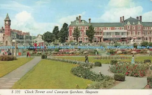 R728001 Skegness Clock Tower and Compass Gardens D H Greaves Scarborough