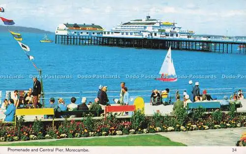 R728097 Morecambe Promenade und Central Pier Farbe Bamforth Holmfirth Yorkshire